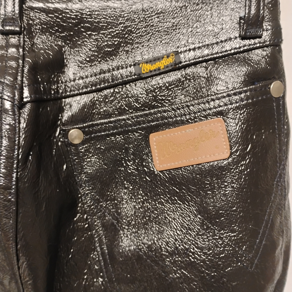Wrangler Shiny Black Vinyl VintagePants Sz 27waist